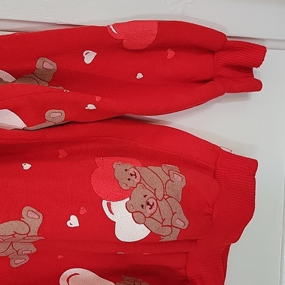 Cute retro vintage sweater valentines hearts bears theme graphic print crewneck - Picture 5 of 12